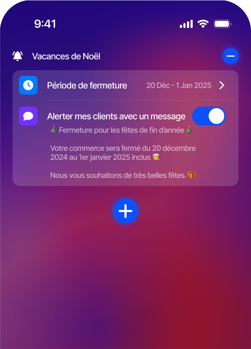 Temporary closure interface